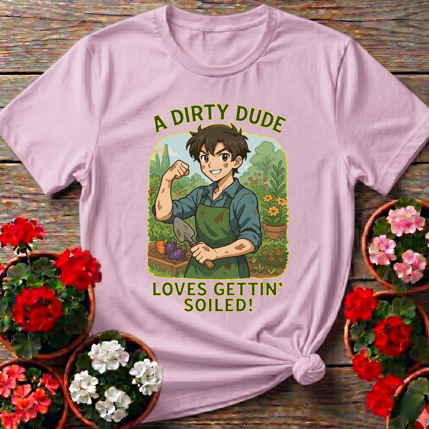 Dirty Dude Loves Gettin' Soiled Whimsical Manga Tee