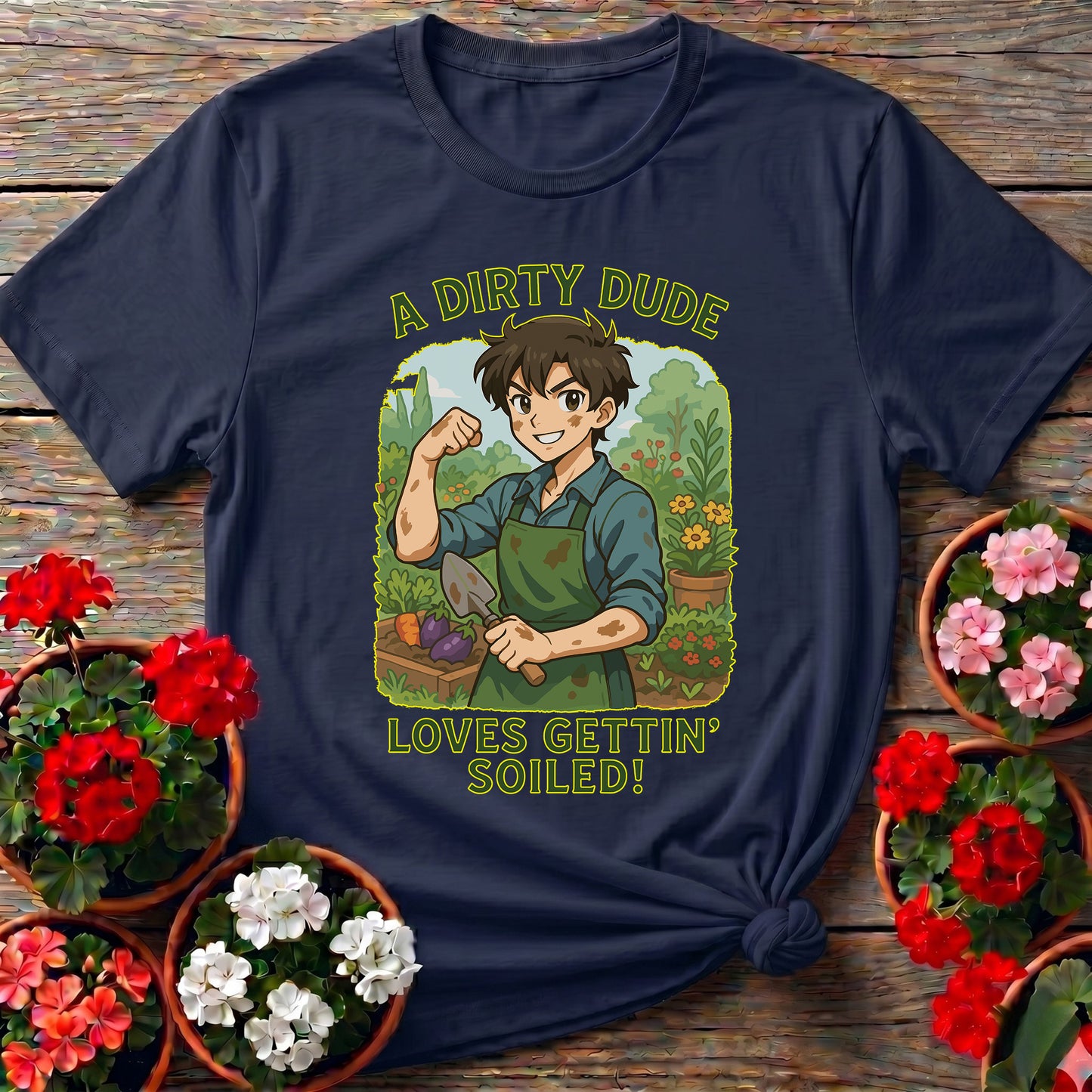 Dirty Dude Loves Gettin' Soiled Whimsical Manga Tee