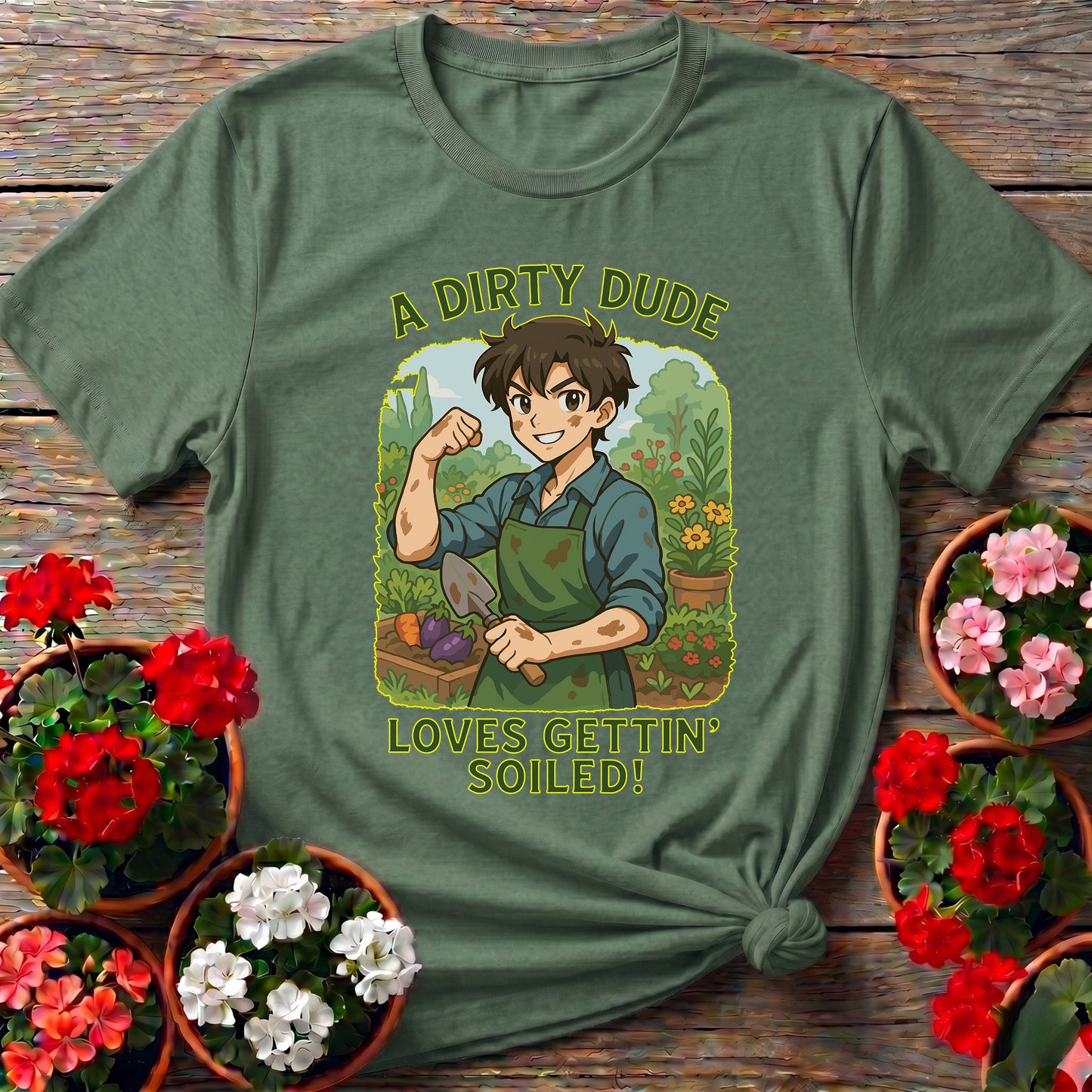 Dirty Dude Loves Gettin' Soiled Whimsical Manga Tee