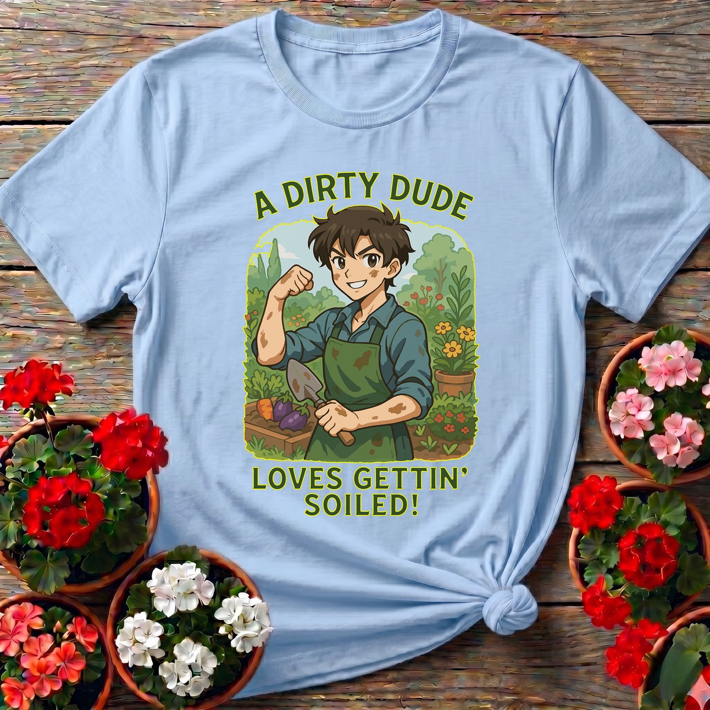 Dirty Dude Loves Gettin' Soiled Whimsical Manga Tee