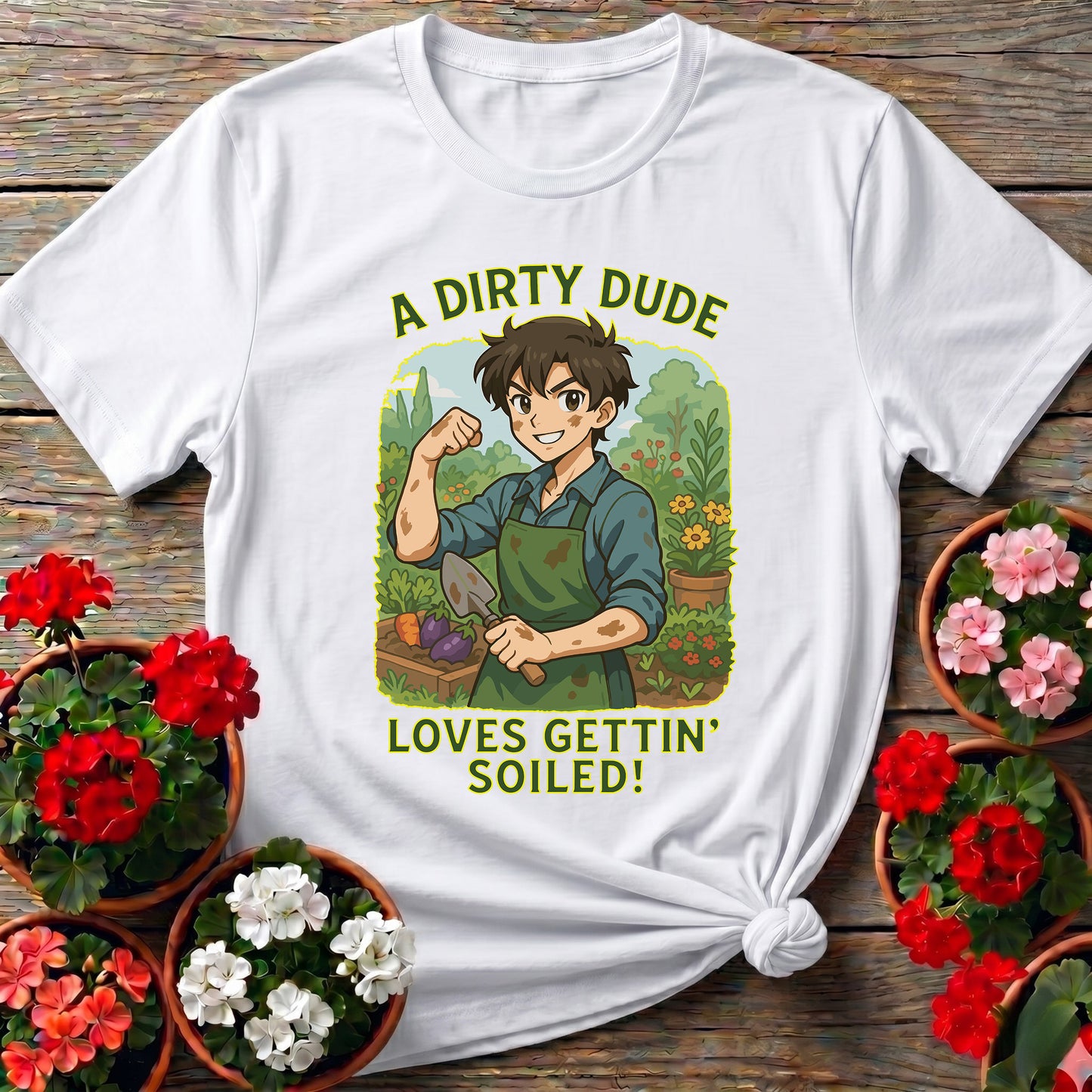 Dirty Dude Loves Gettin' Soiled Whimsical Manga Tee