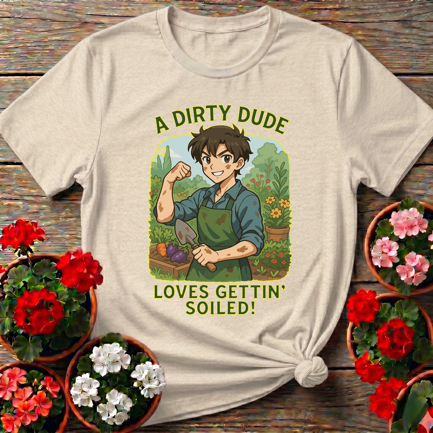 Dirty Dude Loves Gettin' Soiled Whimsical Manga Tee