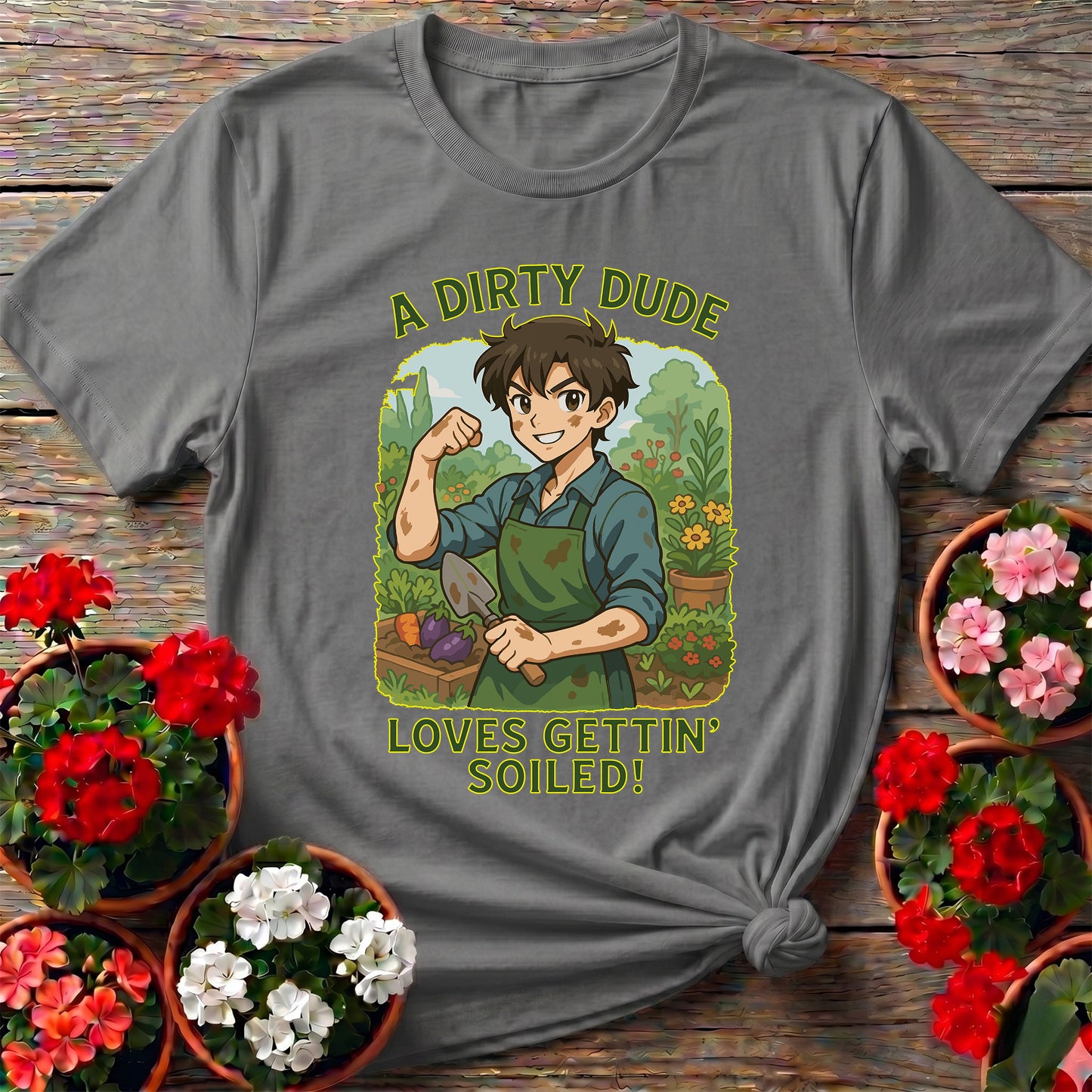 Dirty Dude Loves Gettin' Soiled Whimsical Manga Tee
