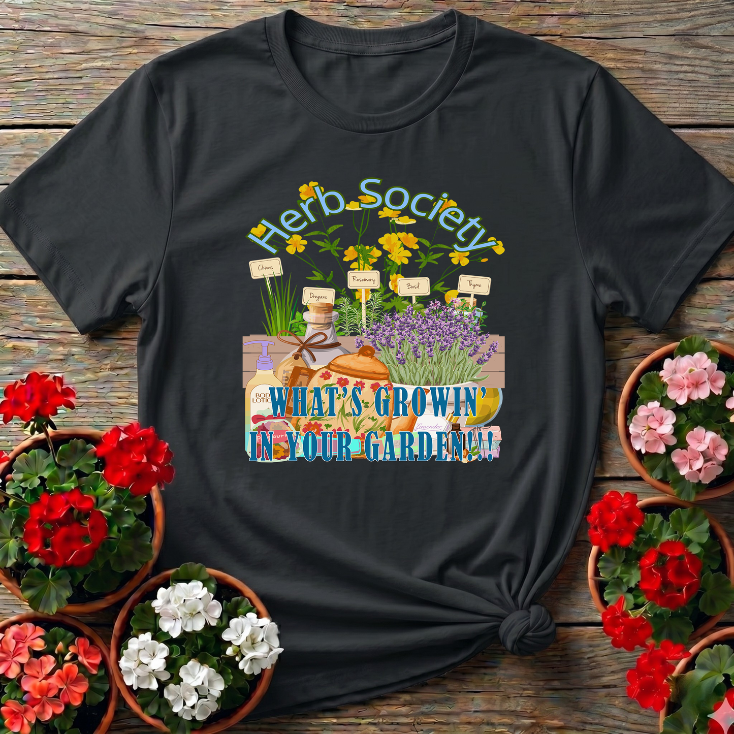 What's Growin' In Your Garden Retro Apothecary Tee