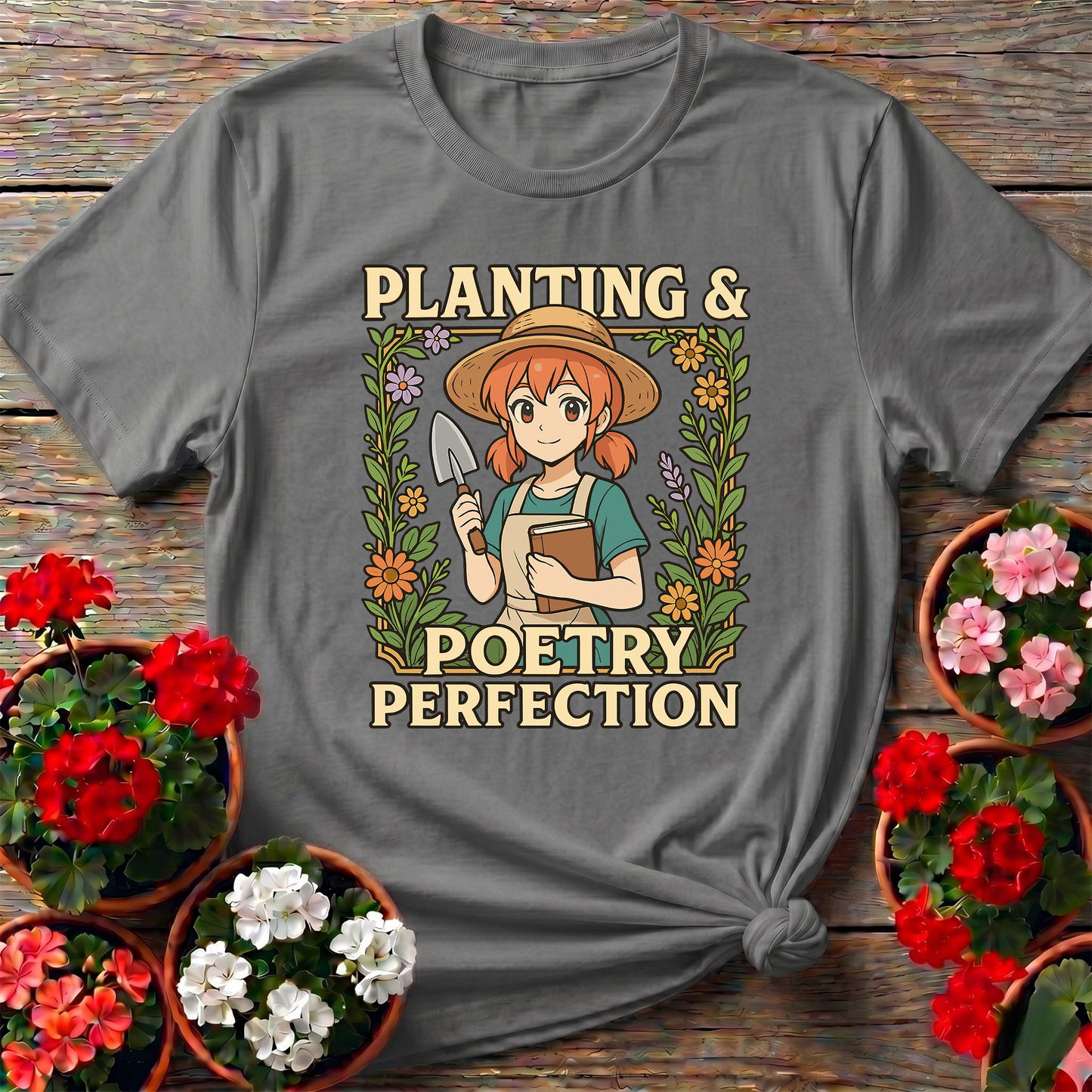 Planting & Poetry Perfection Retro Anime Gardener Tee