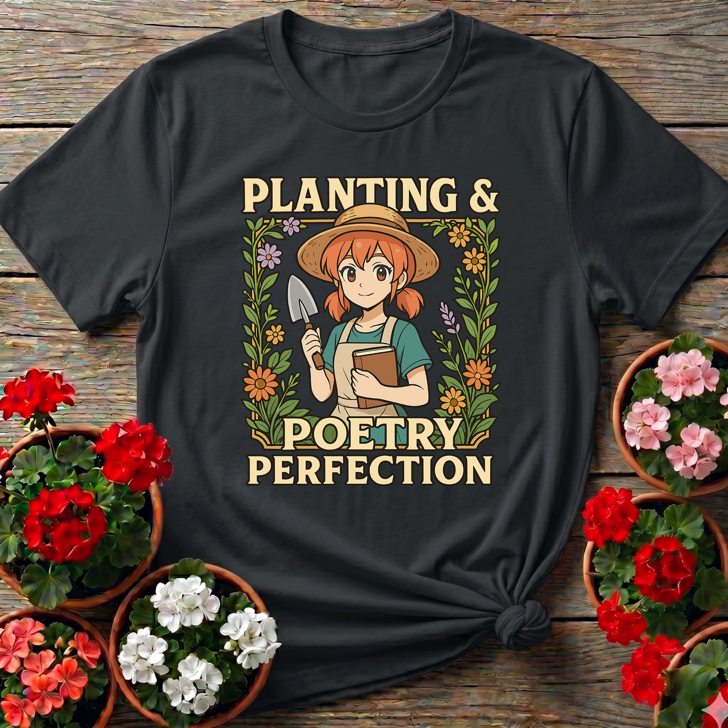 Planting & Poetry Perfection Retro Anime Gardener Tee