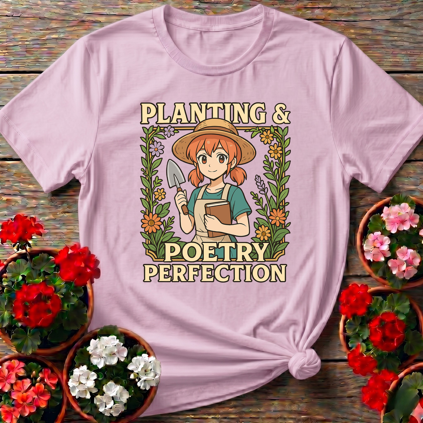 Planting & Poetry Perfection Retro Anime Gardener Tee
