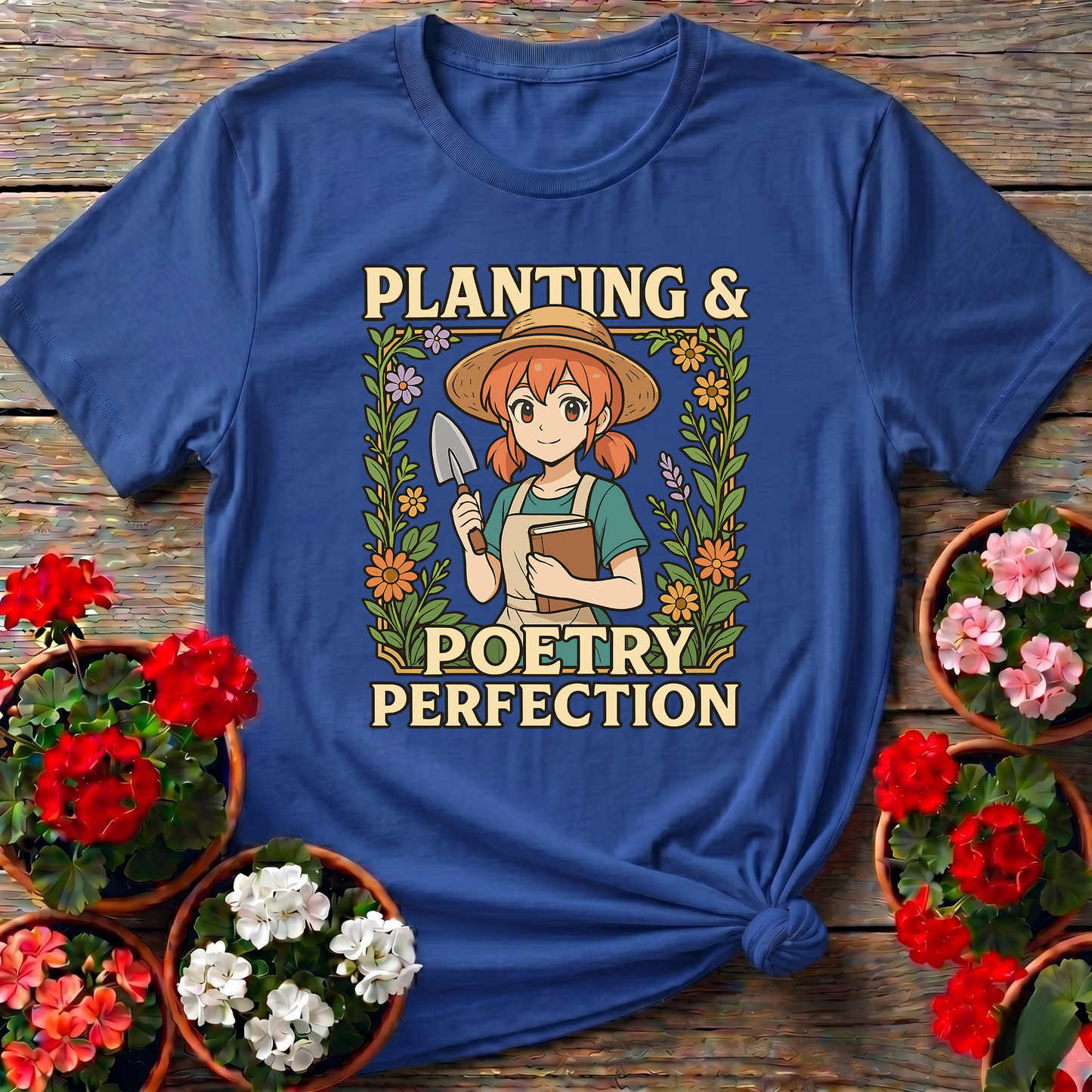 Planting & Poetry Perfection Retro Anime Gardener Tee