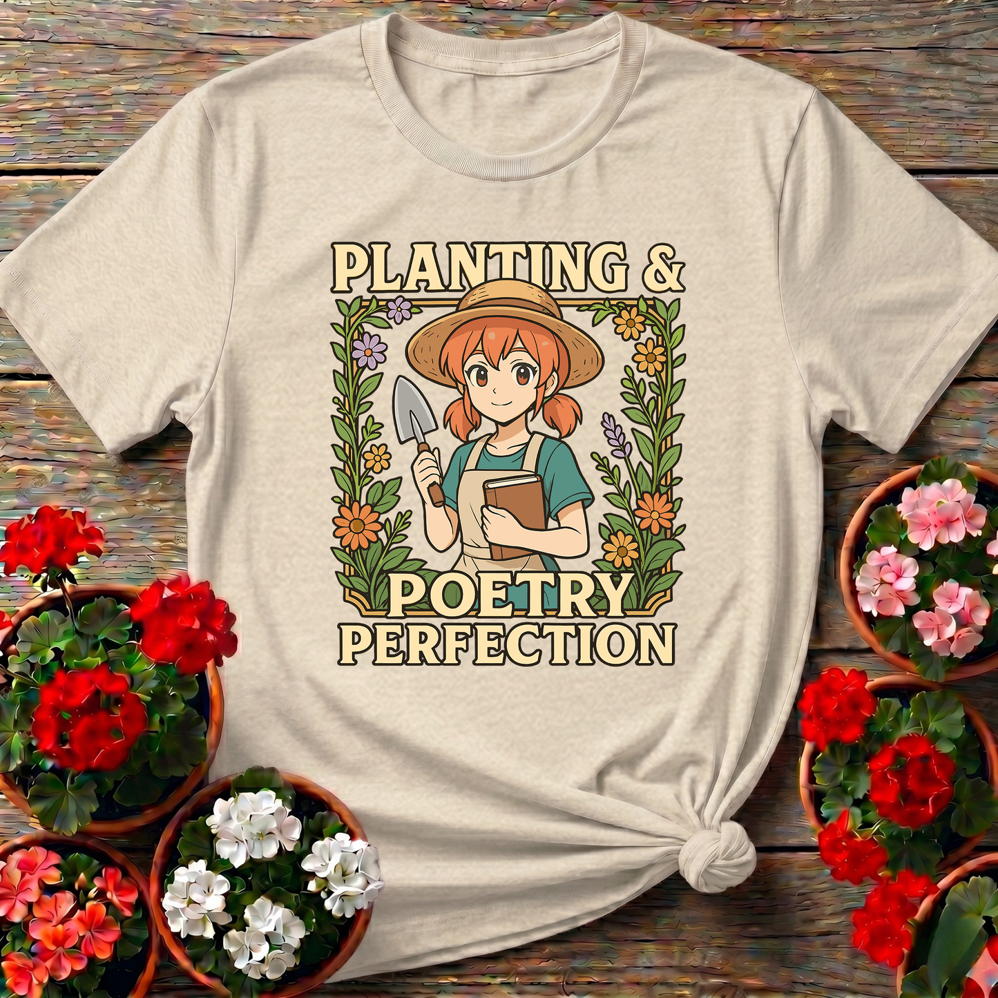 Planting & Poetry Perfection Retro Anime Gardener Tee