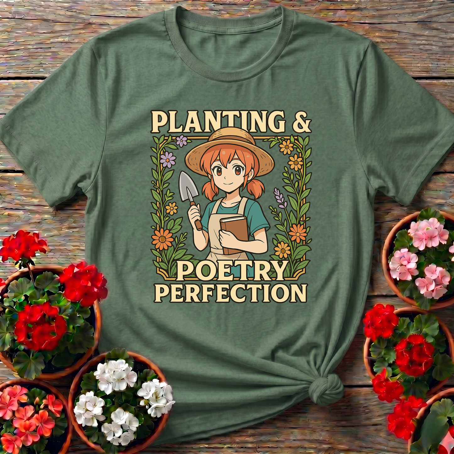 Planting & Poetry Perfection Retro Anime Gardener Tee