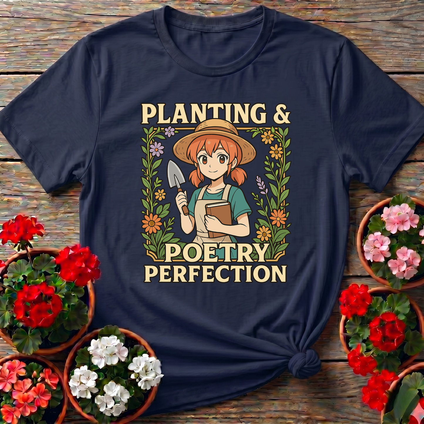 Planting & Poetry Perfection Retro Anime Gardener Tee