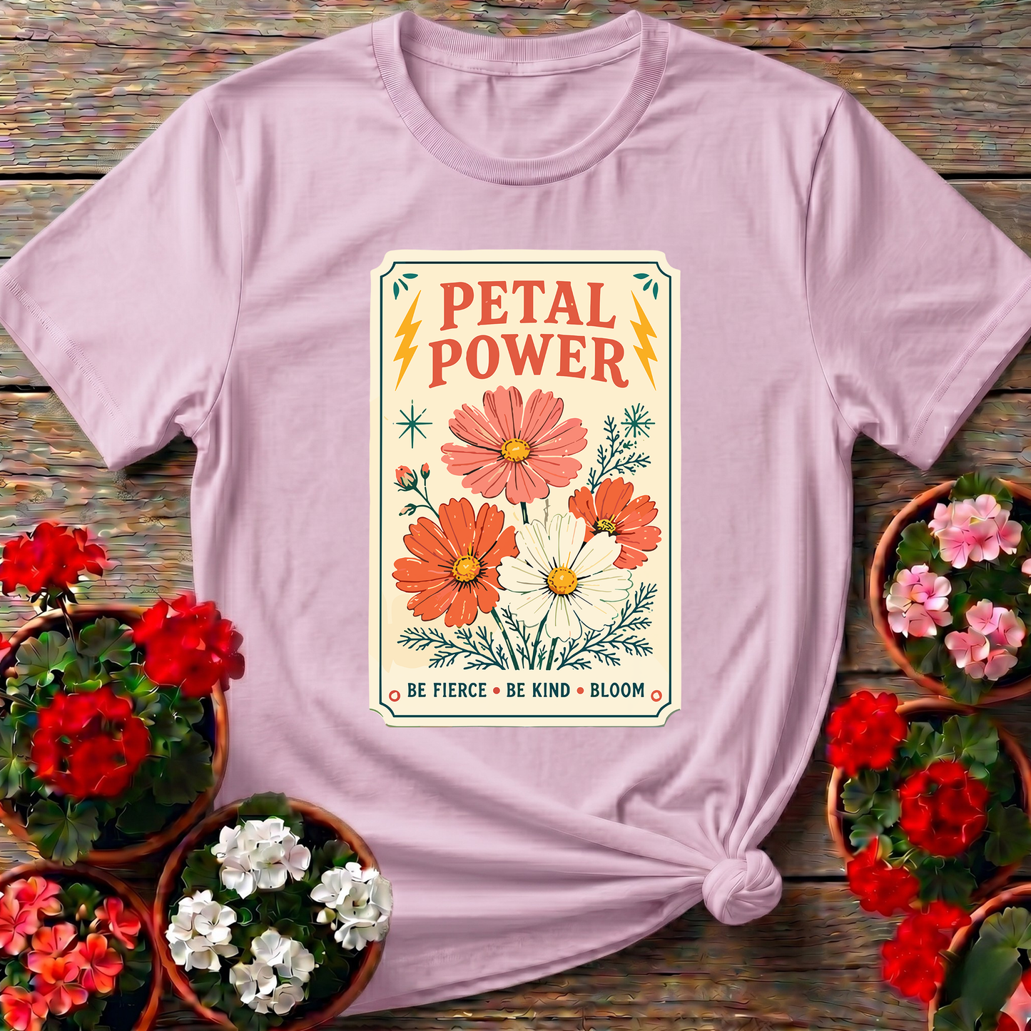 Petal Power Be Fierce Be Kind Bloom Gardening Tee