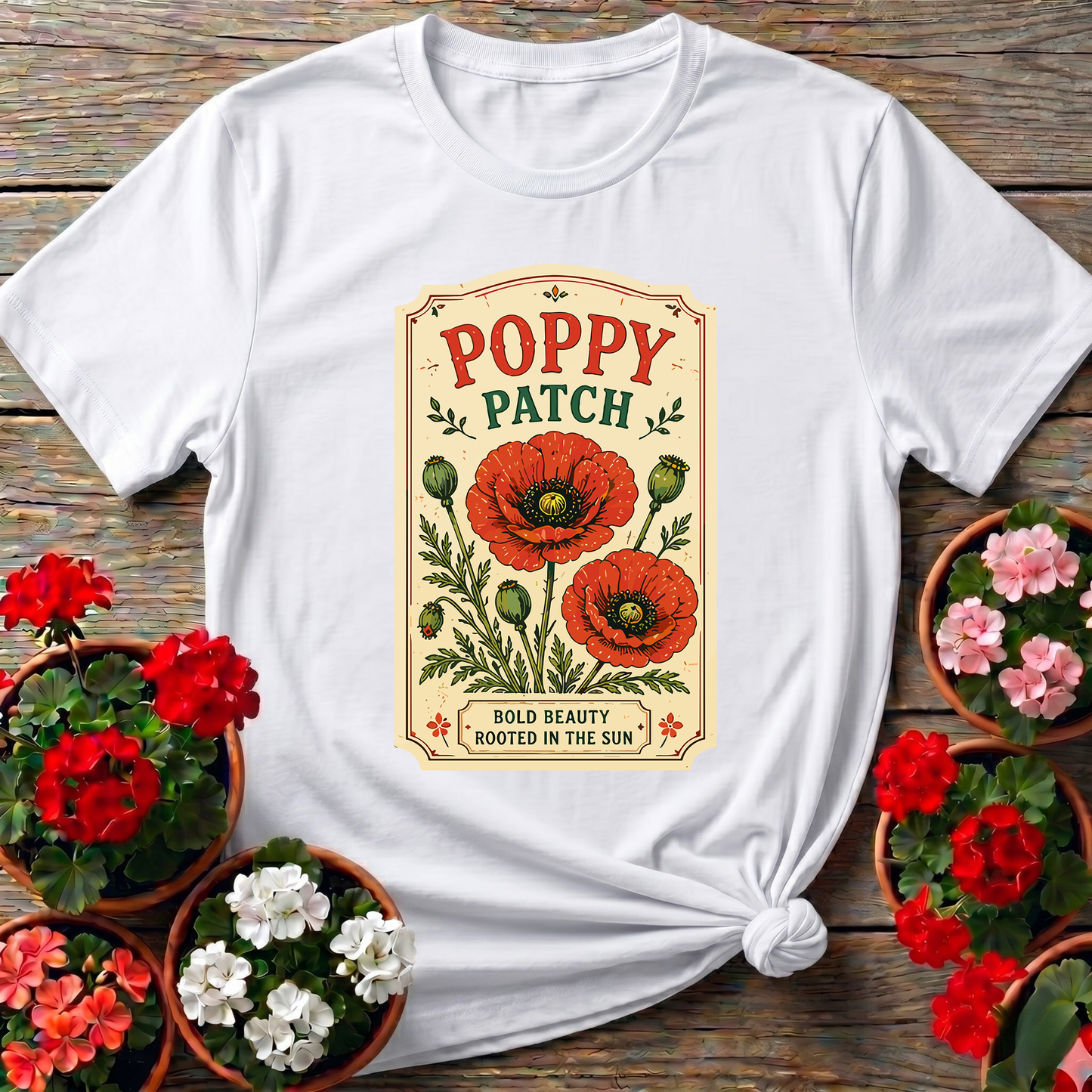 Poppy Patch Bold Beauty Rooted in the Sun Gardening Tee