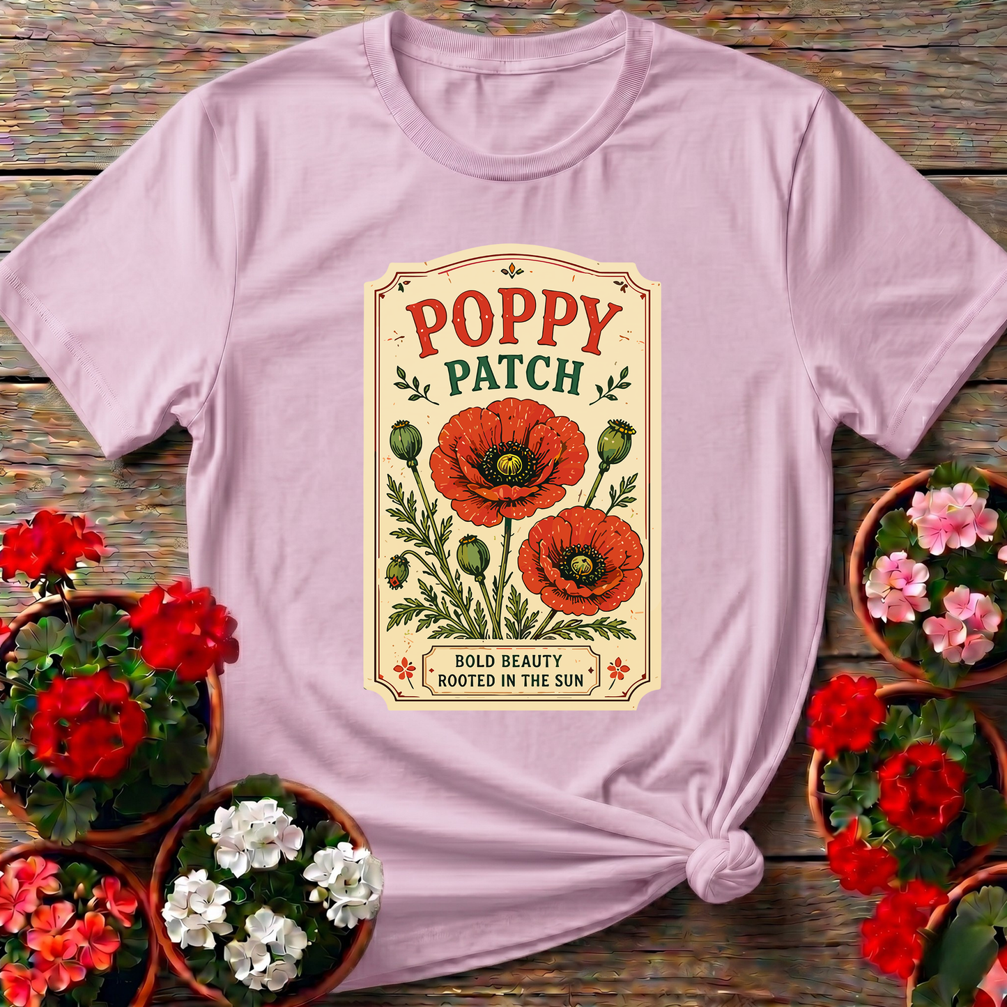 Poppy Patch Bold Beauty Rooted in the Sun Gardening Tee