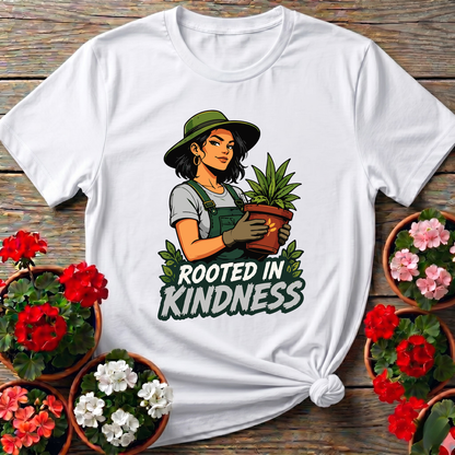 Rooted in Kindness Gardener T-Shirt for Plant Lovers