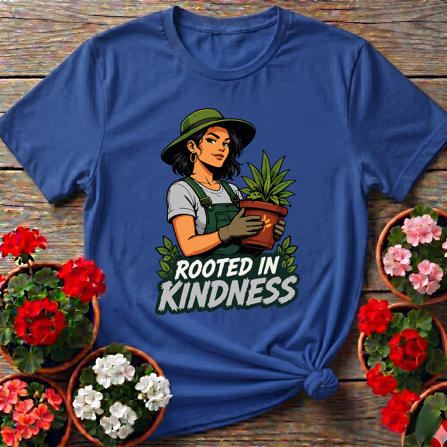 Rooted in Kindness Gardener T-Shirt for Plant Lovers