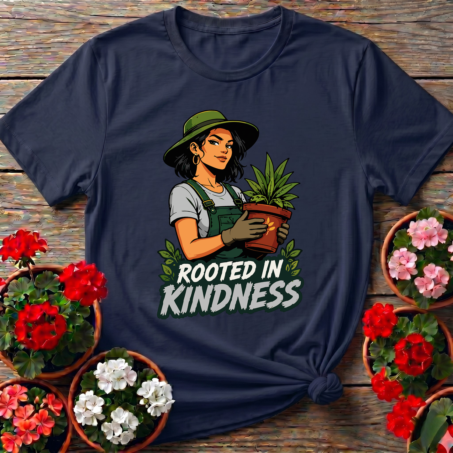 Rooted in Kindness Gardener T-Shirt for Plant Lovers
