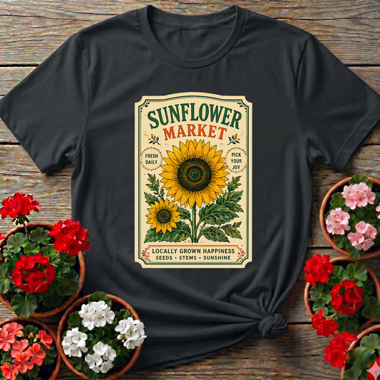 Sunflower Market Seed Packet Gardening T-Shirt