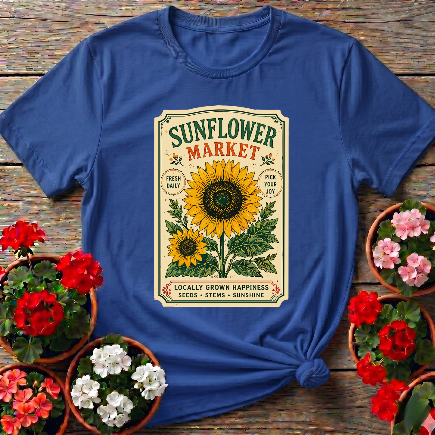 Sunflower Market Seed Packet Gardening T-Shirt