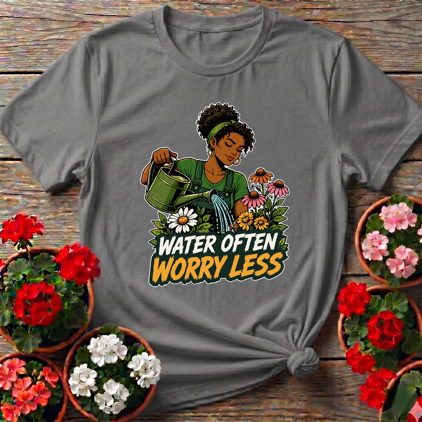 Water Often Worry Less Gardening T-Shirt for Women