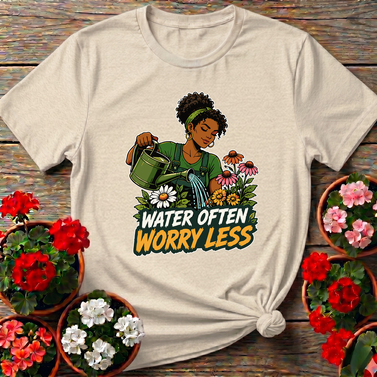 Water Often Worry Less Gardening T-Shirt for Women