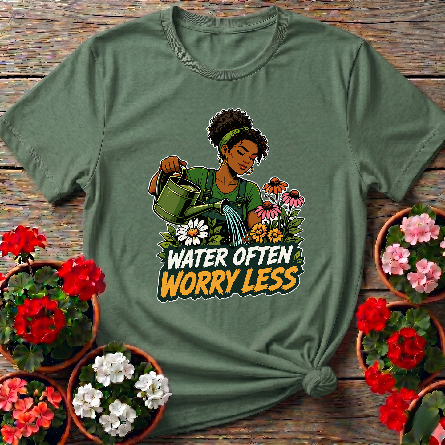 Water Often Worry Less Gardening T-Shirt for Women