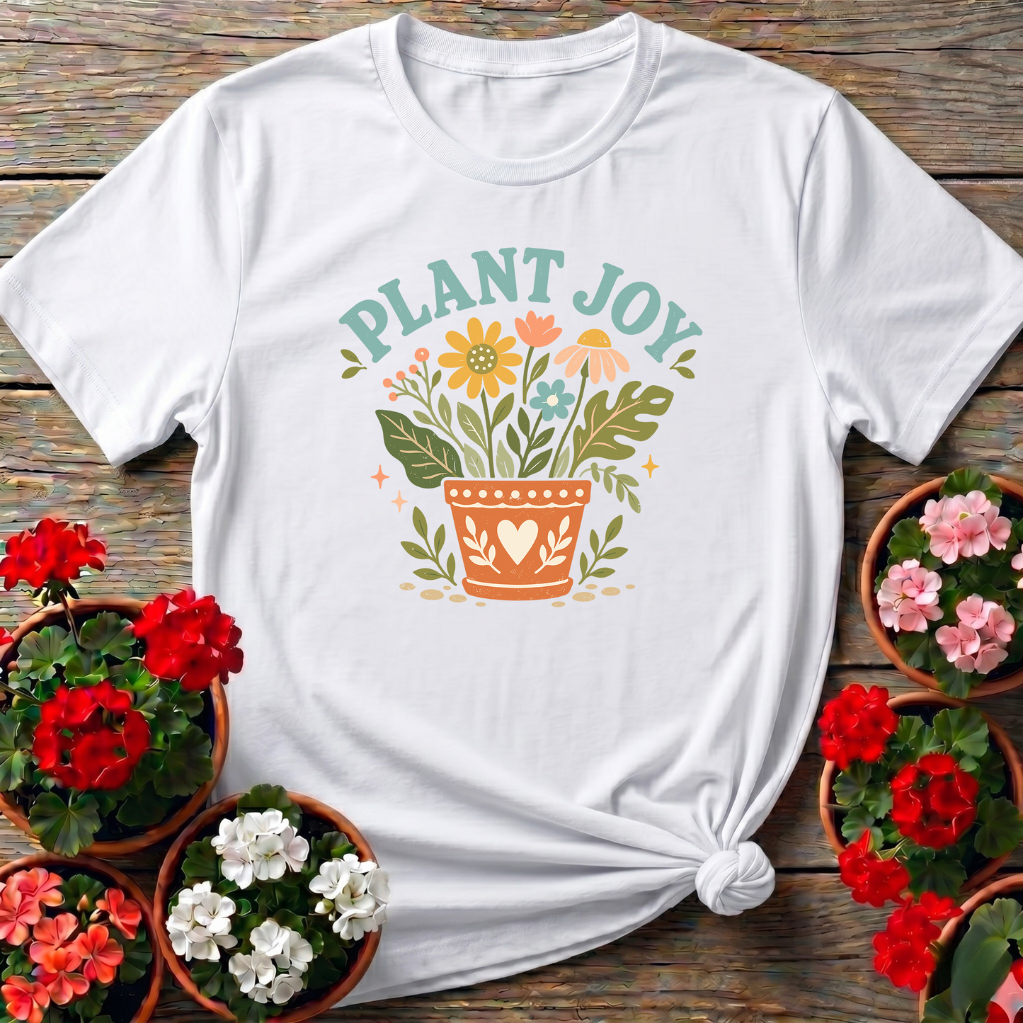 Plant Joy Floral Pot Gardening T-Shirt for Plant Lovers