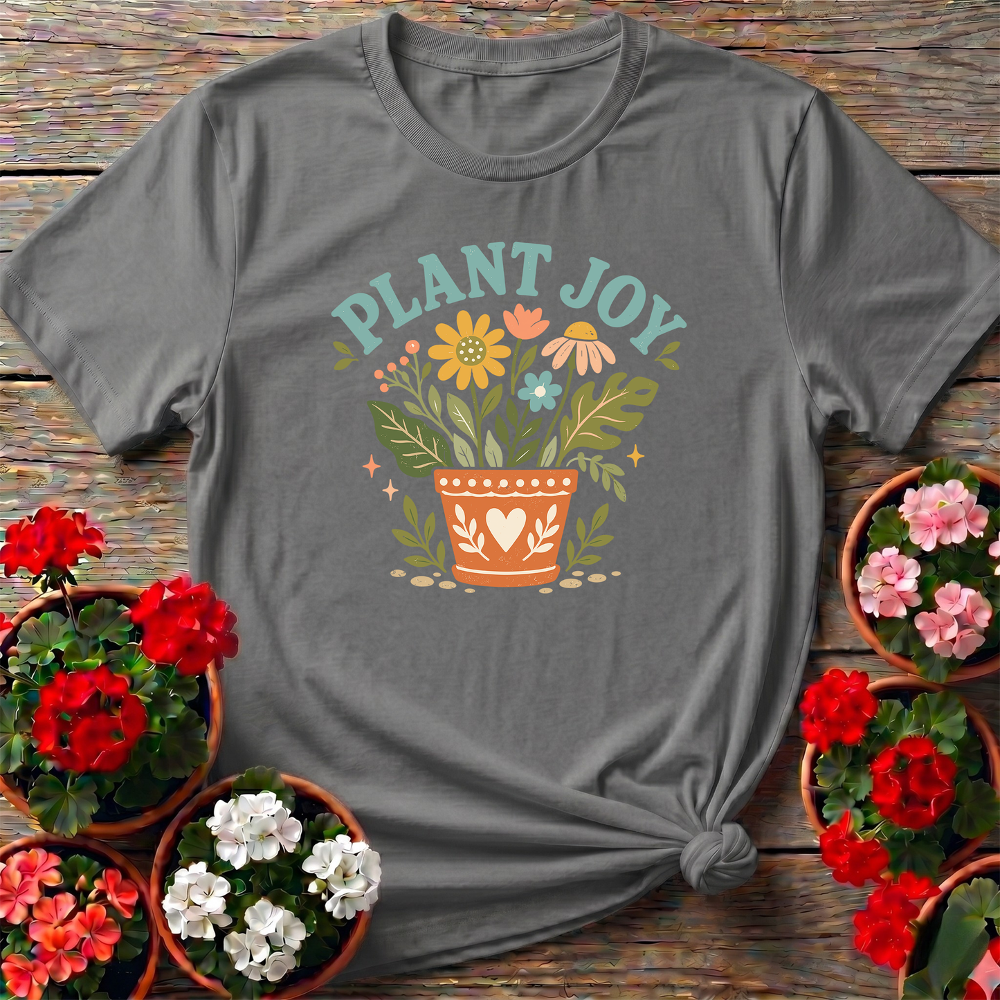 Plant Joy Floral Pot Gardening T-Shirt for Plant Lovers