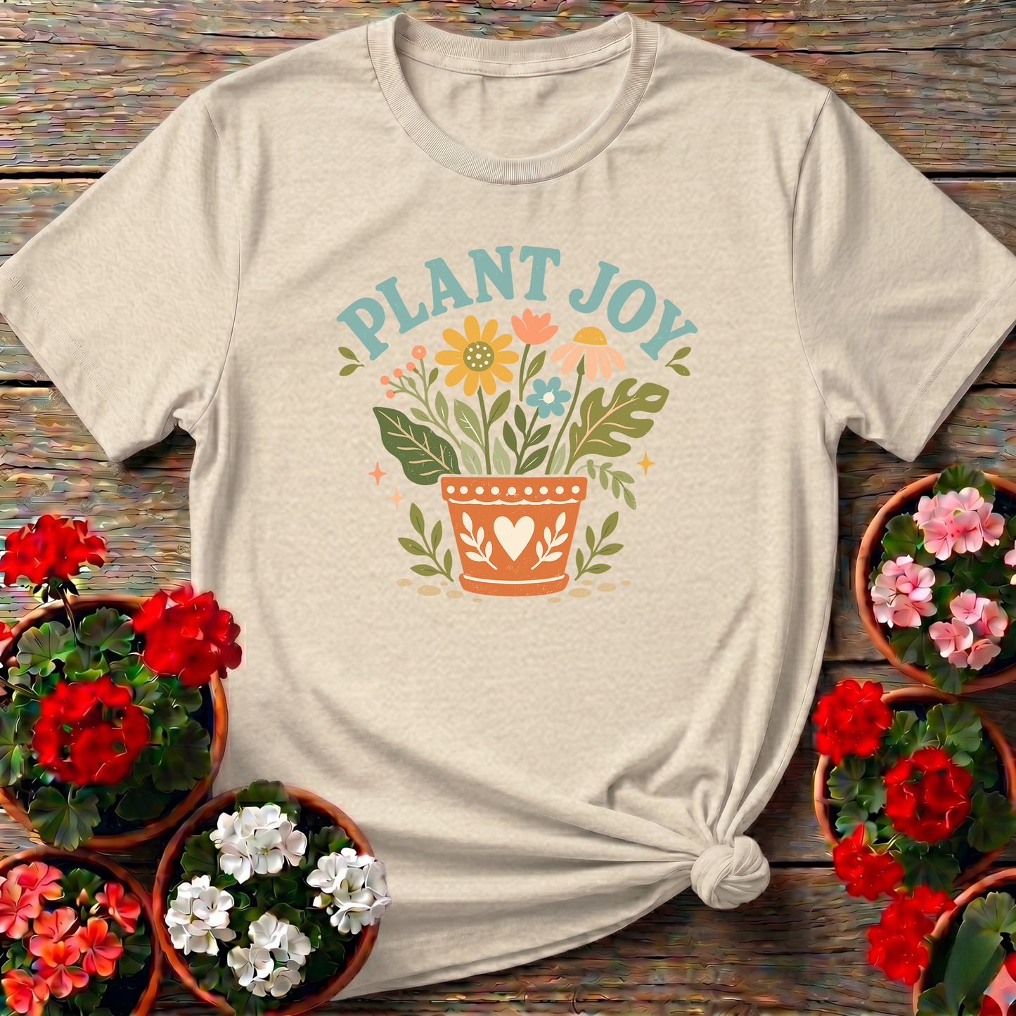Plant Joy Floral Pot Gardening T-Shirt for Plant Lovers