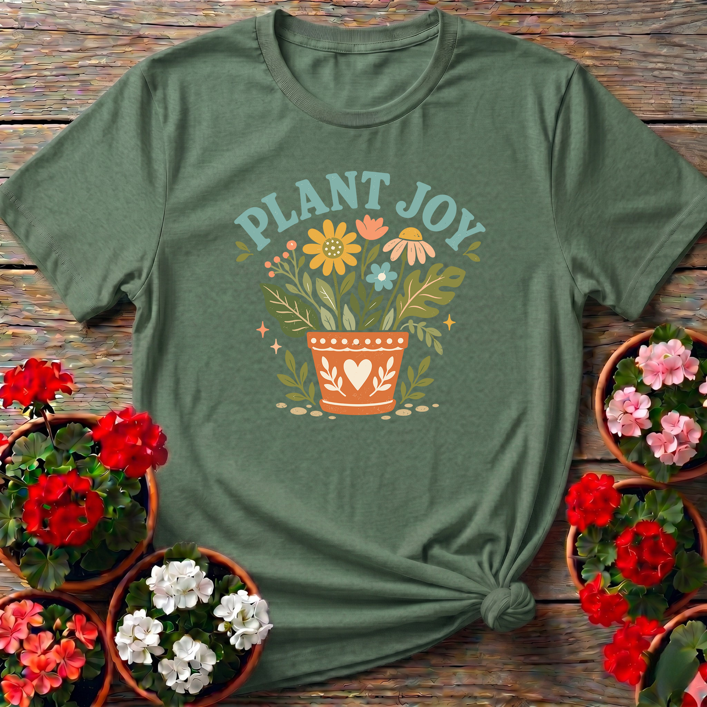 Plant Joy Floral Pot Gardening T-Shirt for Plant Lovers