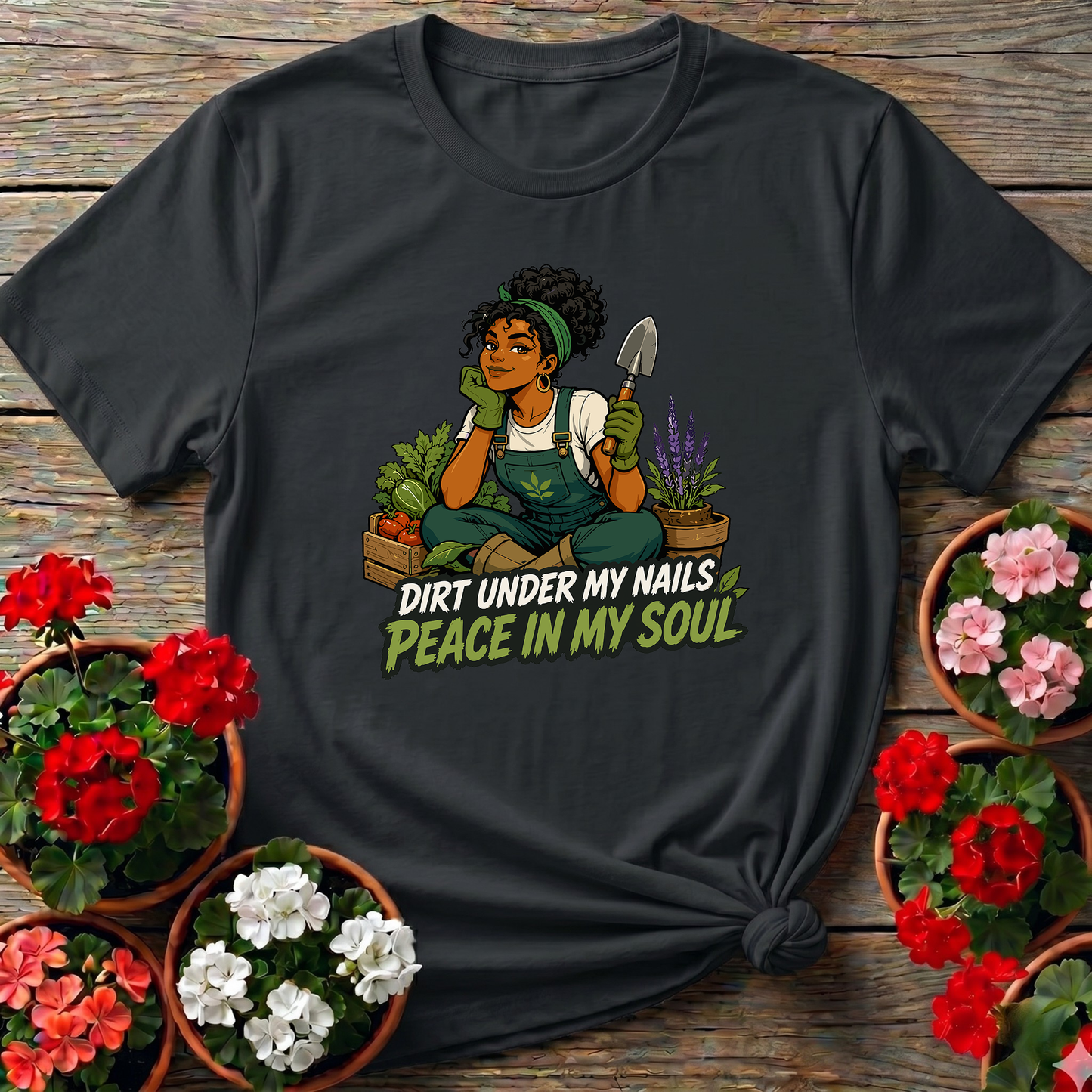 Dirt Under My Nails Peace In My Soul Gardening T-Shirt