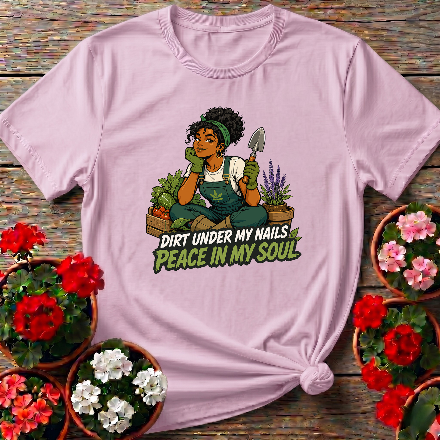 Dirt Under My Nails Peace In My Soul Gardening T-Shirt