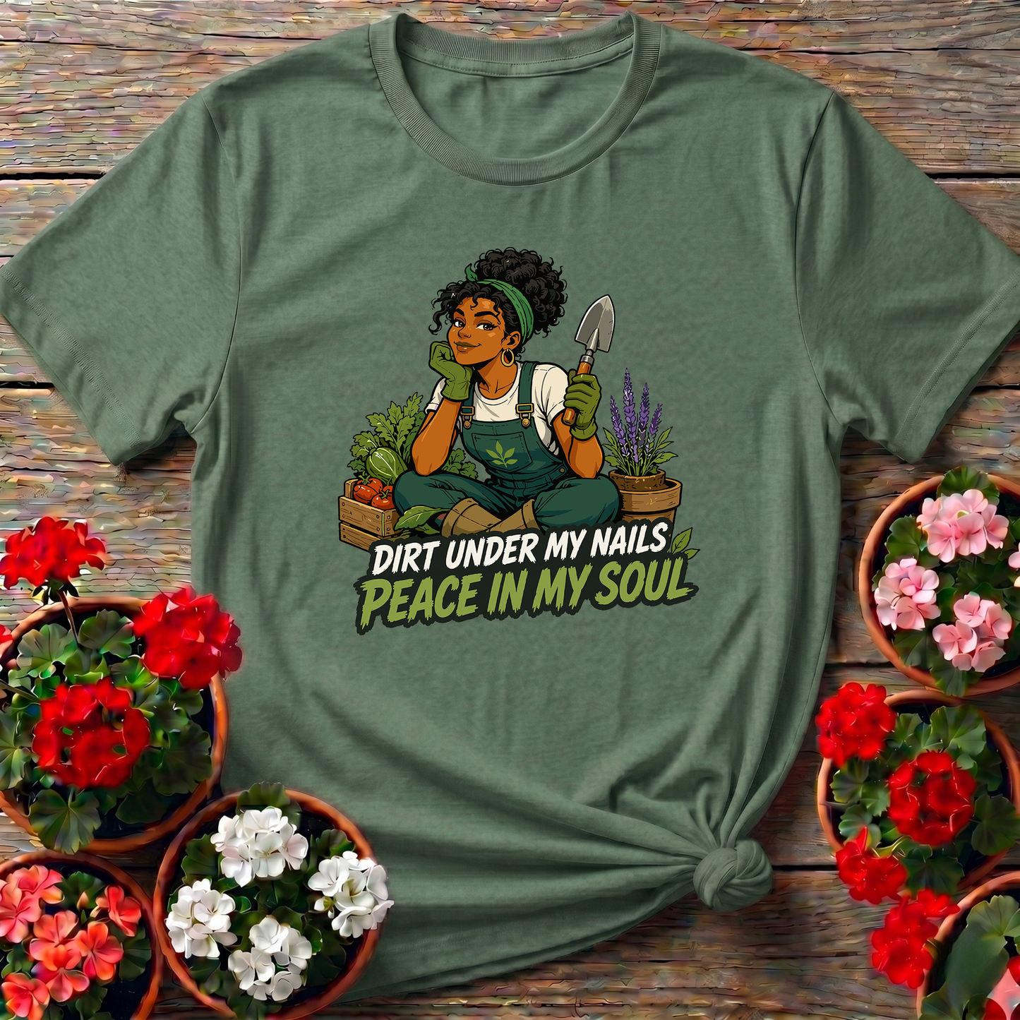 Dirt Under My Nails Peace In My Soul Gardening T-Shirt