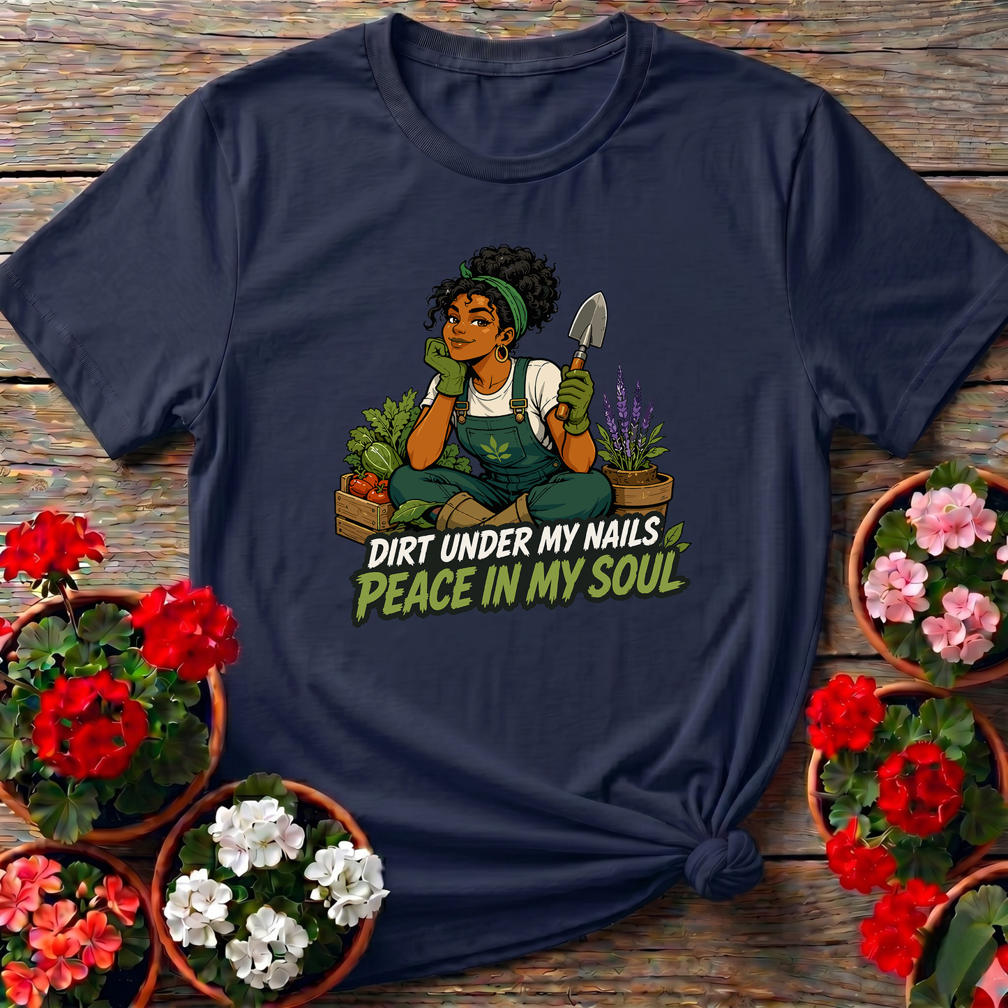 Dirt Under My Nails Peace In My Soul Gardening T-Shirt