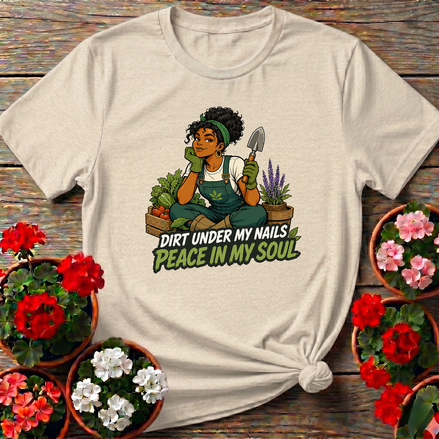 Dirt Under My Nails Peace In My Soul Gardening T-Shirt