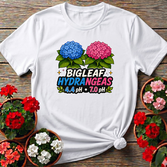 Bigleaf Hydrangeas 4.4 pH and 7.0 pH Gardening T-Shirt