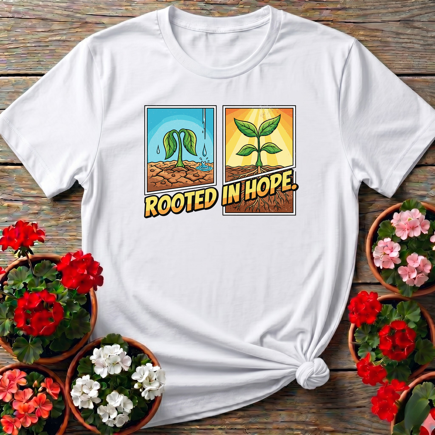 Rooted In Hope Gardening Tee for Plant Lovers