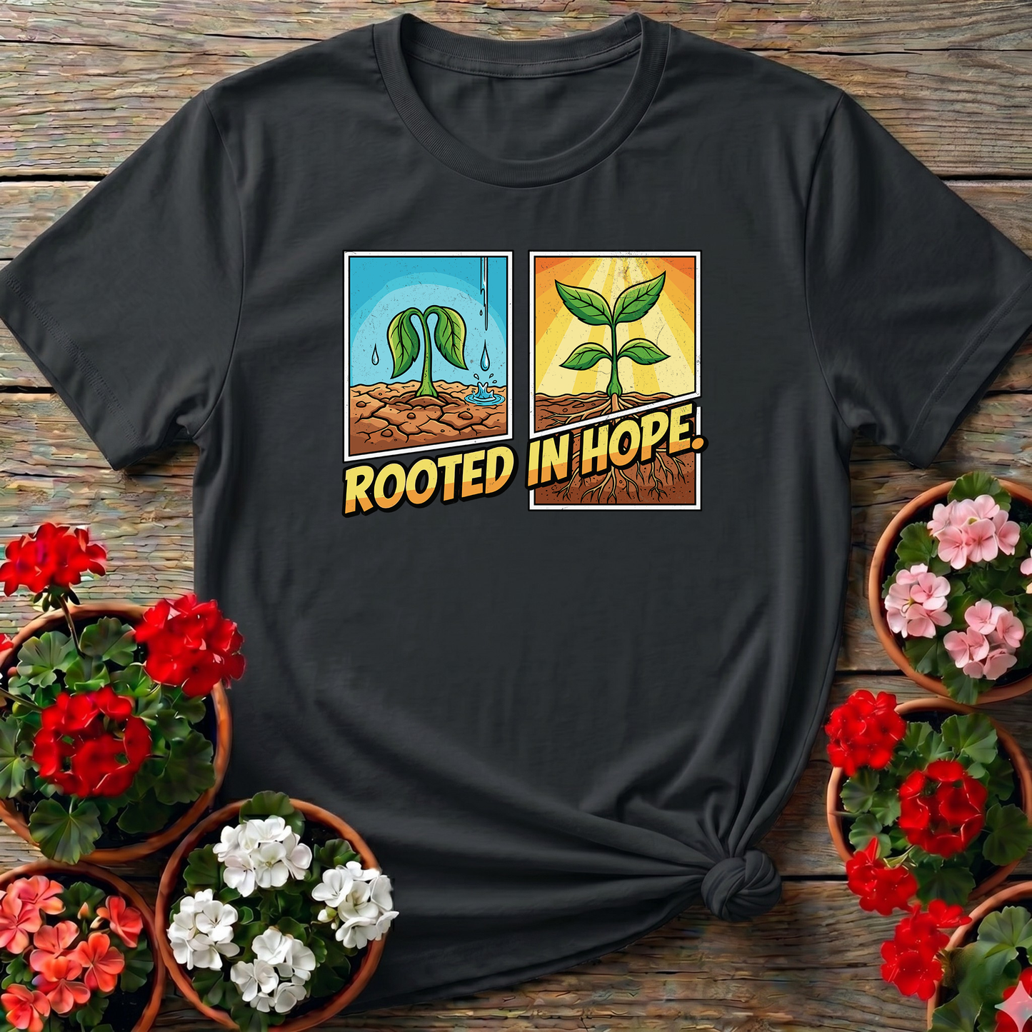 Rooted In Hope Gardening Tee for Plant Lovers