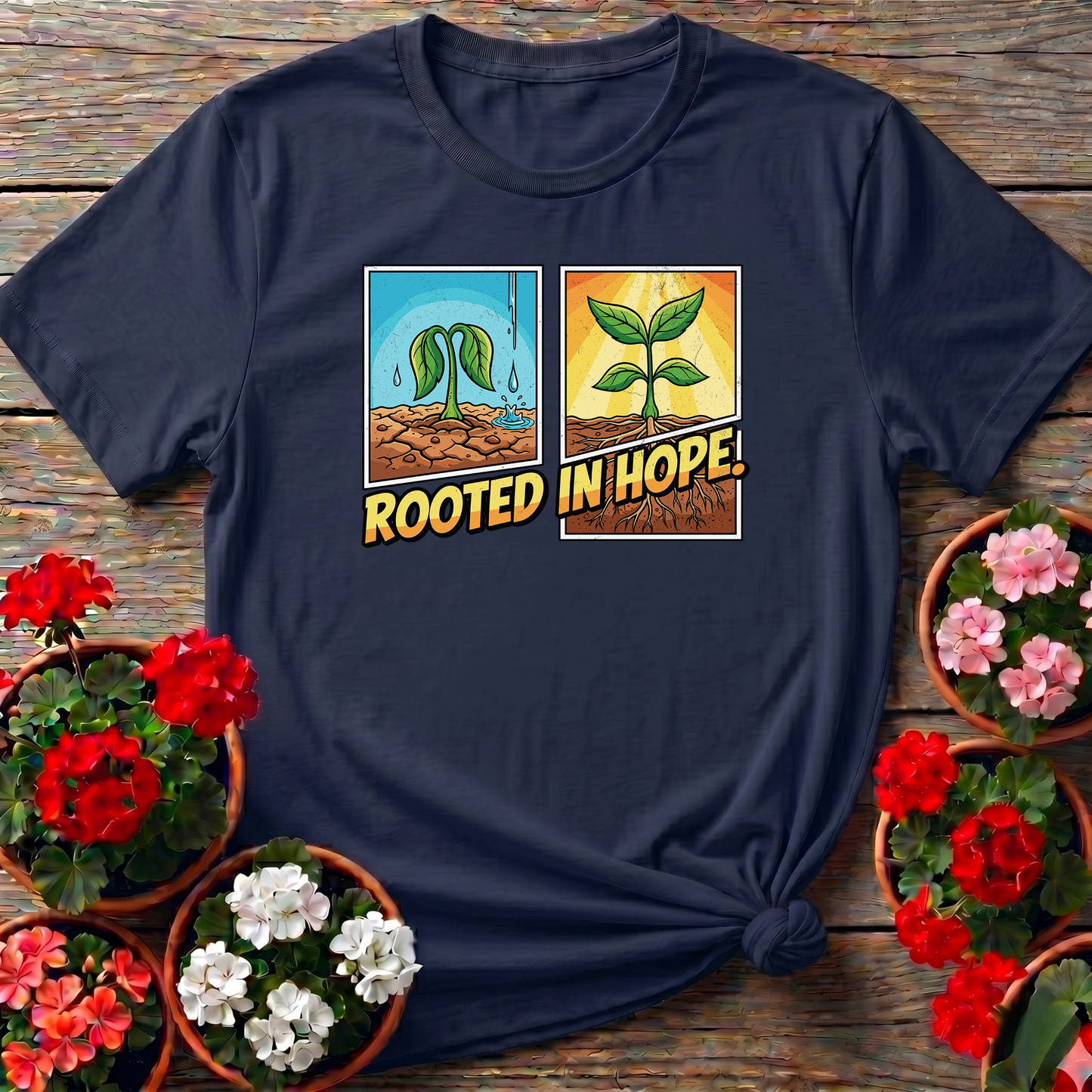 Rooted In Hope Gardening Tee for Plant Lovers