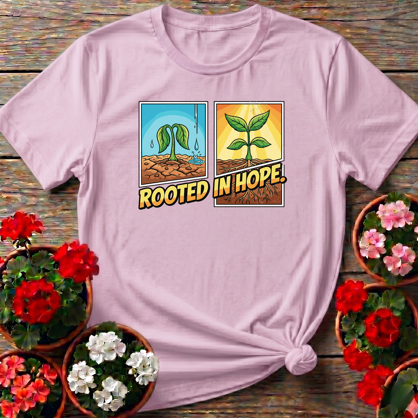 Rooted In Hope Gardening Tee for Plant Lovers