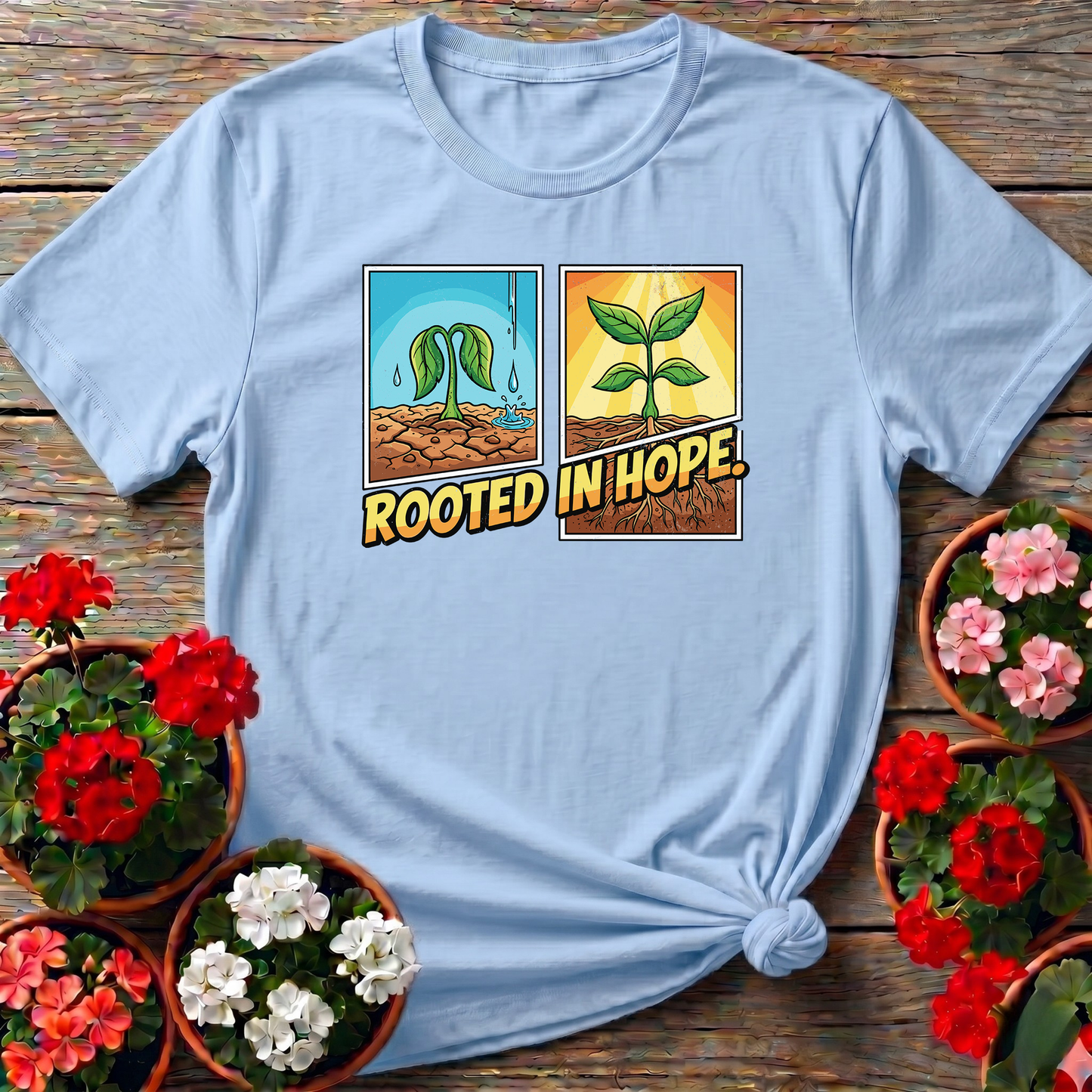 Rooted In Hope Gardening Tee for Plant Lovers