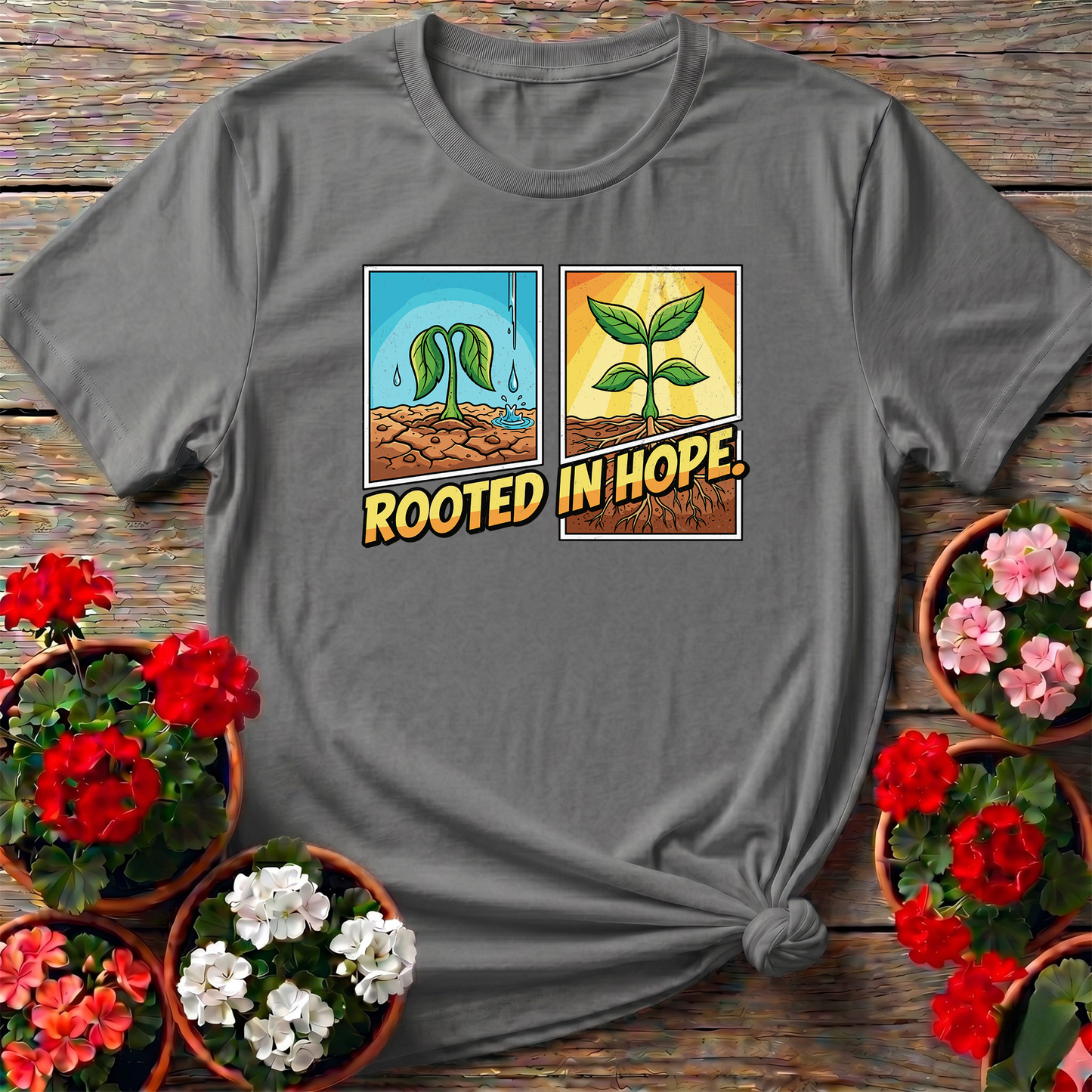 Rooted In Hope Gardening Tee for Plant Lovers