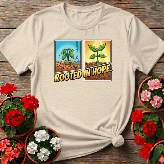 Rooted In Hope Gardening Tee for Plant Lovers