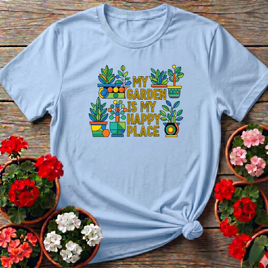 My Garden Is My Happy Place Colorful Potted Plants Tee