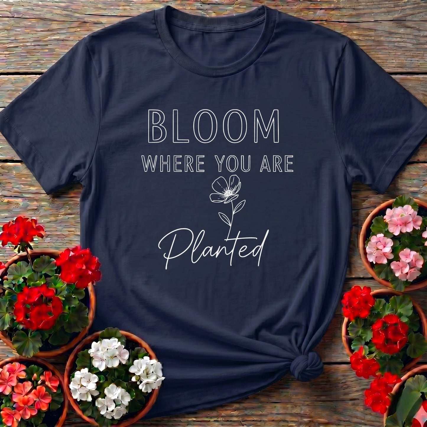 Bloom Where You Are Planted Floral Gardening Shirt