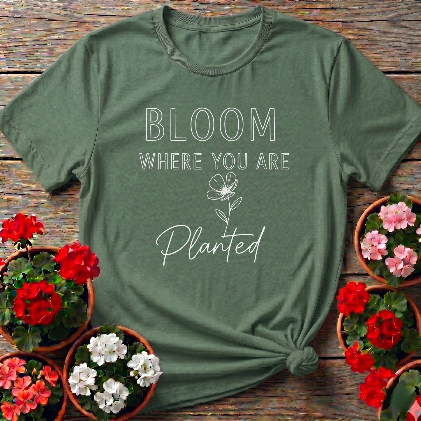 Bloom Where You Are Planted Floral Gardening Shirt
