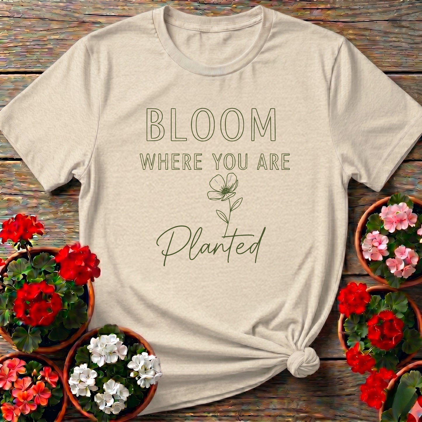 Bloom Where You Are Planted Floral Gardening Shirt