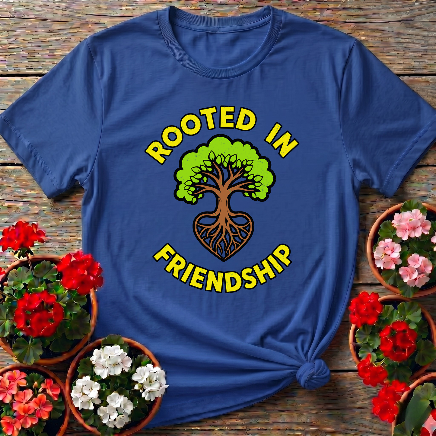 Rooted in Friendship Tree Heart Gardening T-Shirt