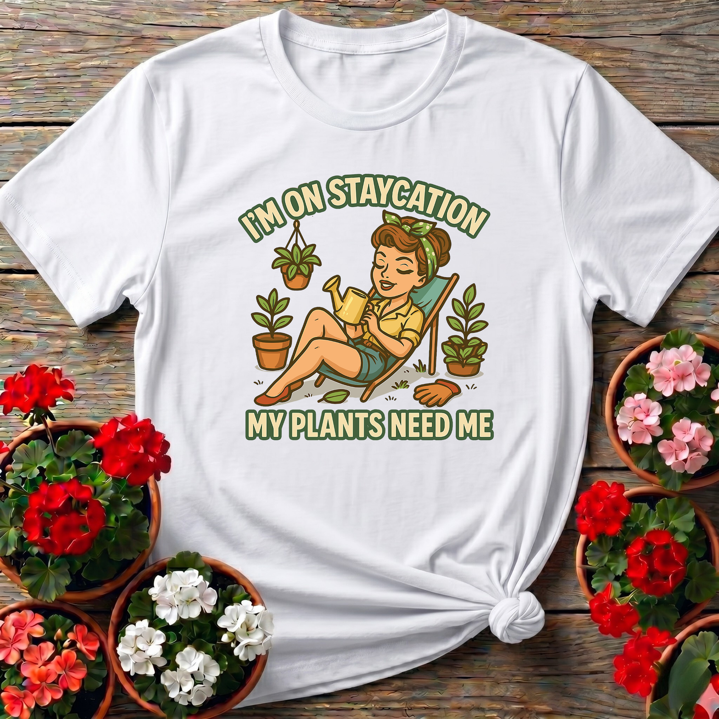 I'm On Staycation My Plants Need Me Gardening T-Shirt