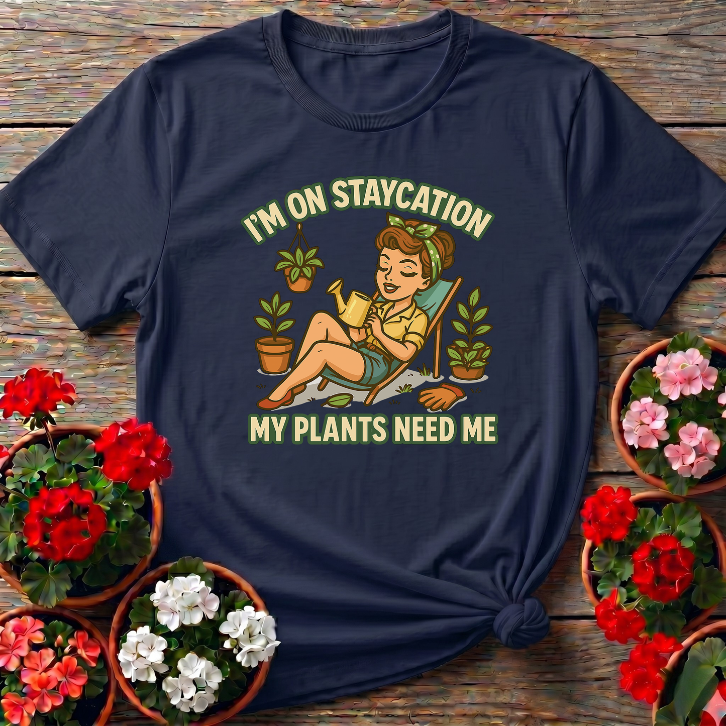 I'm On Staycation My Plants Need Me Gardening T-Shirt